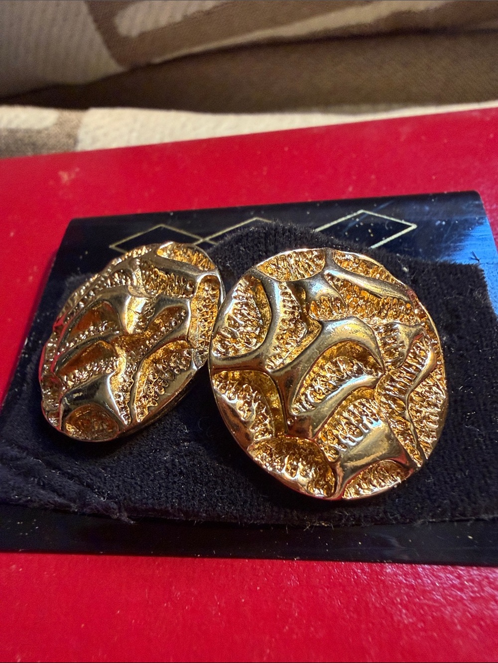Monet Gold Textured Disc Earrings